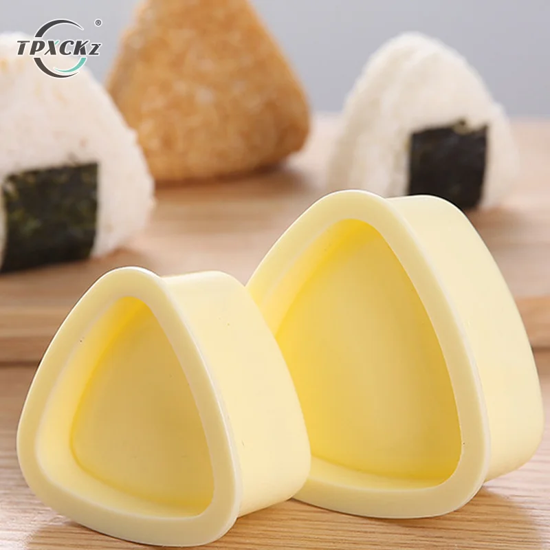 2Pcs DIY Triangle And Spoon Sushi Mold For Onigiri Kids Bento Machine Lunch Rice Large Small Mould Set Kitchen Accessories