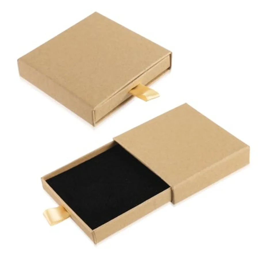 

2 Pack Jewelry Gift Boxes, 2.9x3.1x0.7Inch Small Gift Boxes for Bracelets Earrings Necklaces Light Brown
