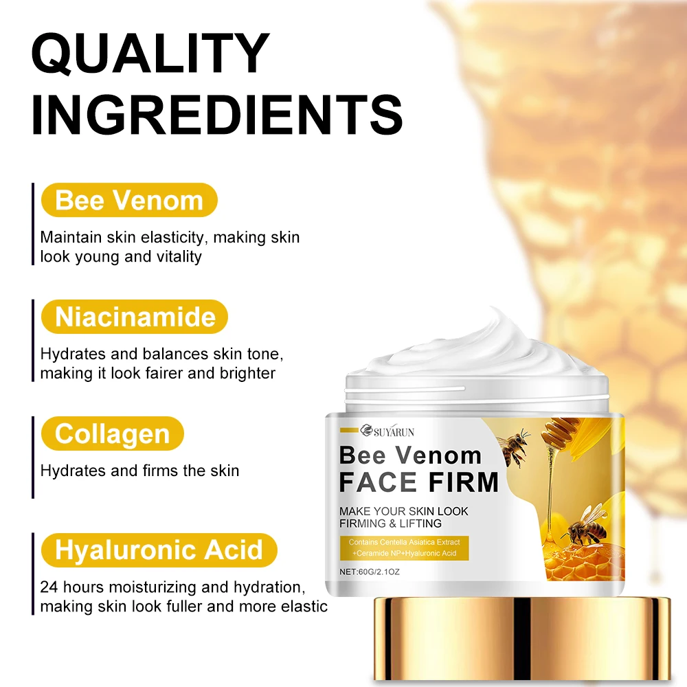 SUYARUN Bee Venom Collagen Anti-Aging-Gesichtscreme |   Straffende, straffende Feuchtigkeitscreme |   Faltenreduzierung |   24-Stunden-Trinkkraft.
