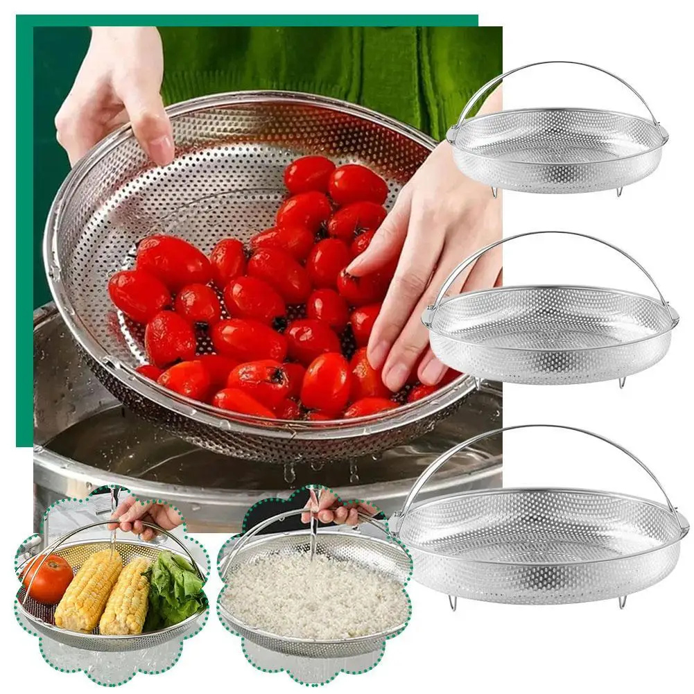 Multifunctional Metal Steamer Portable Steaming Grid Vegetable Washing Drainage Storage Tool Multi-purpose Household Appliances