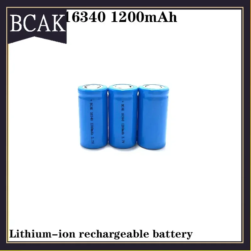 BCAK Style 3.7V 16340 1200mAh Universal Lithium Battery 5C Discharge Suitable for Shavers Electric Toothbrushes Bright Flashligh