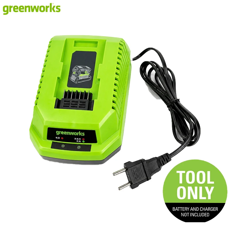 Greenworks 40V 2A Battery Charger With EU Plug LED Indicator Fast Charging Compatible With All Greenworks 40V Batteries