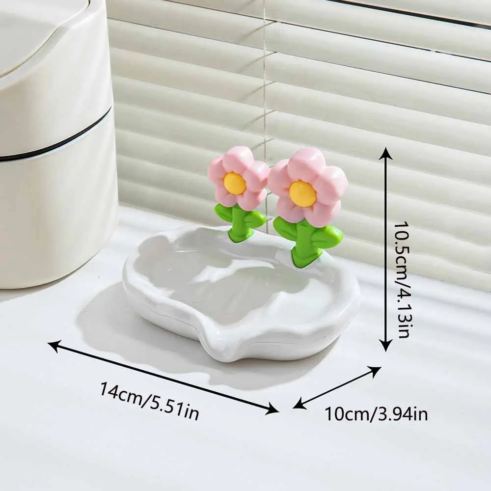 Self Draining Ceramic Soap Dishes No punching Flower Shape Soap Box No Water Accumulation Keep Soap Bars Dry Soap Holder