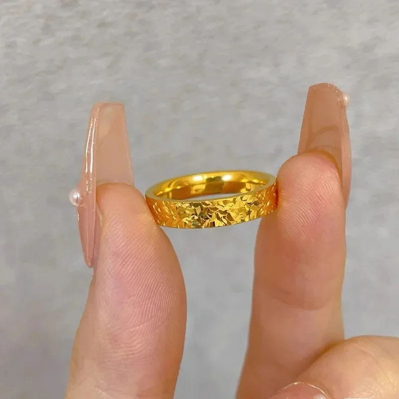 YISON Fashion Boutique Gold Plated Chipped Ring for Women Men Flash Ice Luxury Finger Rings Couple Jewelry Gift