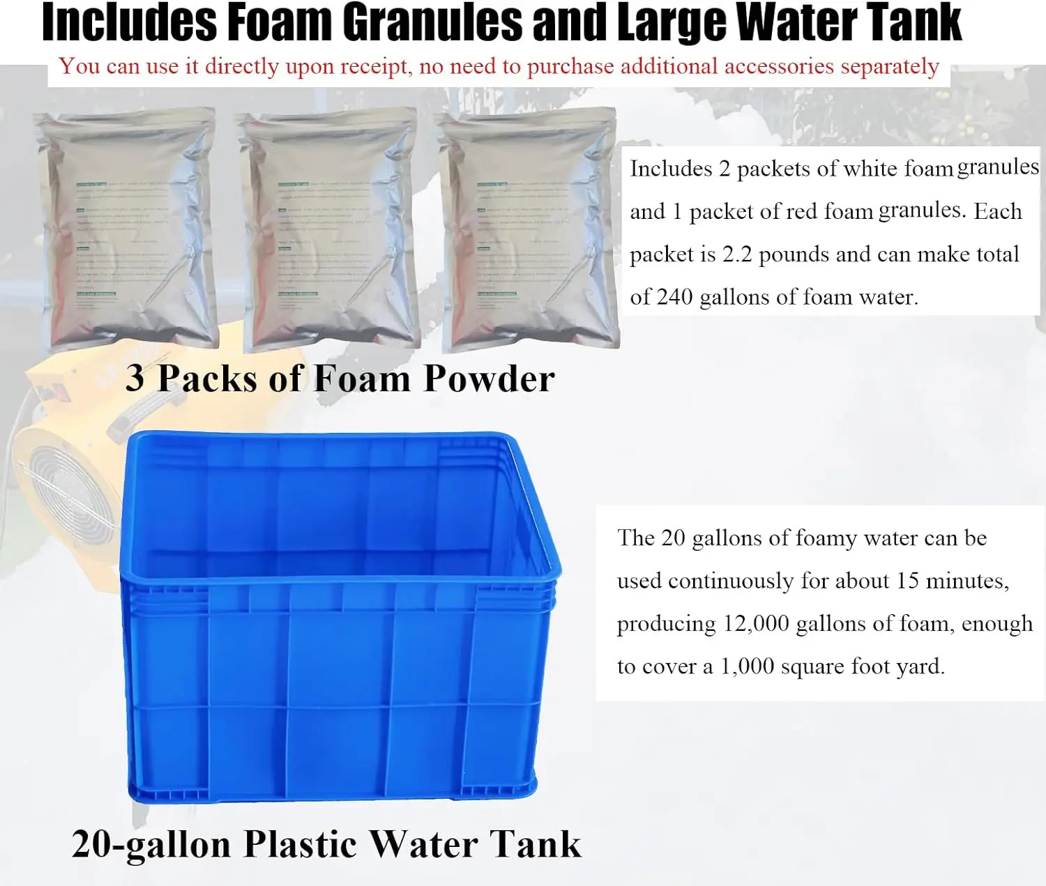 1200W Party Foam Machine, Pool Water Toys for Kids & Adults, Bubble Machine with 3pcs Foam Granules and Water Tank, Holiday & Bi