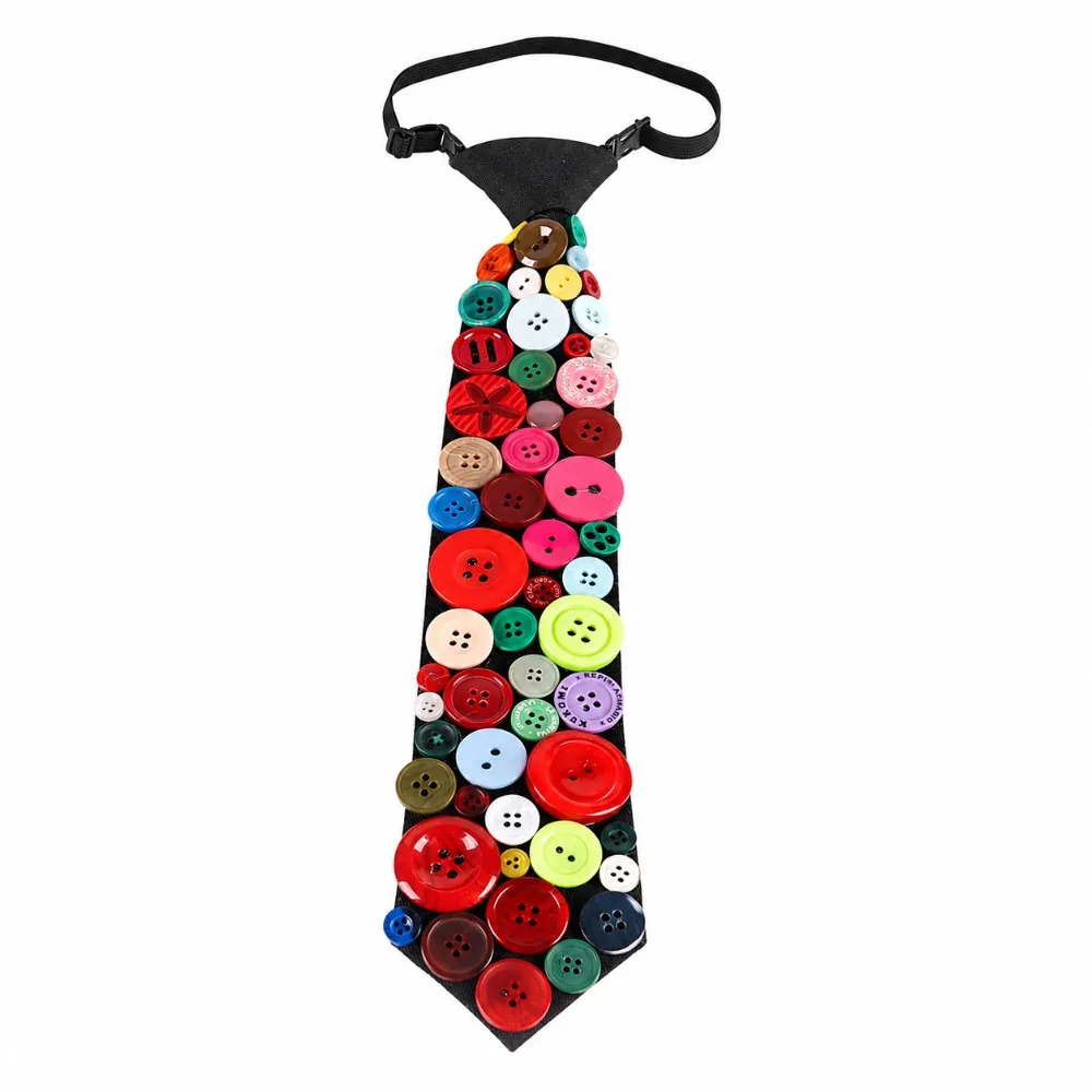 Creative Colorful Button No-tie Necktie Unisex Party Stage Performance Fashion Jewelry Accessory