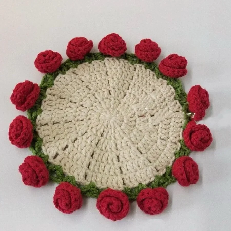 

14 style Rose Flower Coaster Crochet Knitting Kit With Manual And Cotton Yarn Thread DIY Handmade Craft Accessories Tools Set