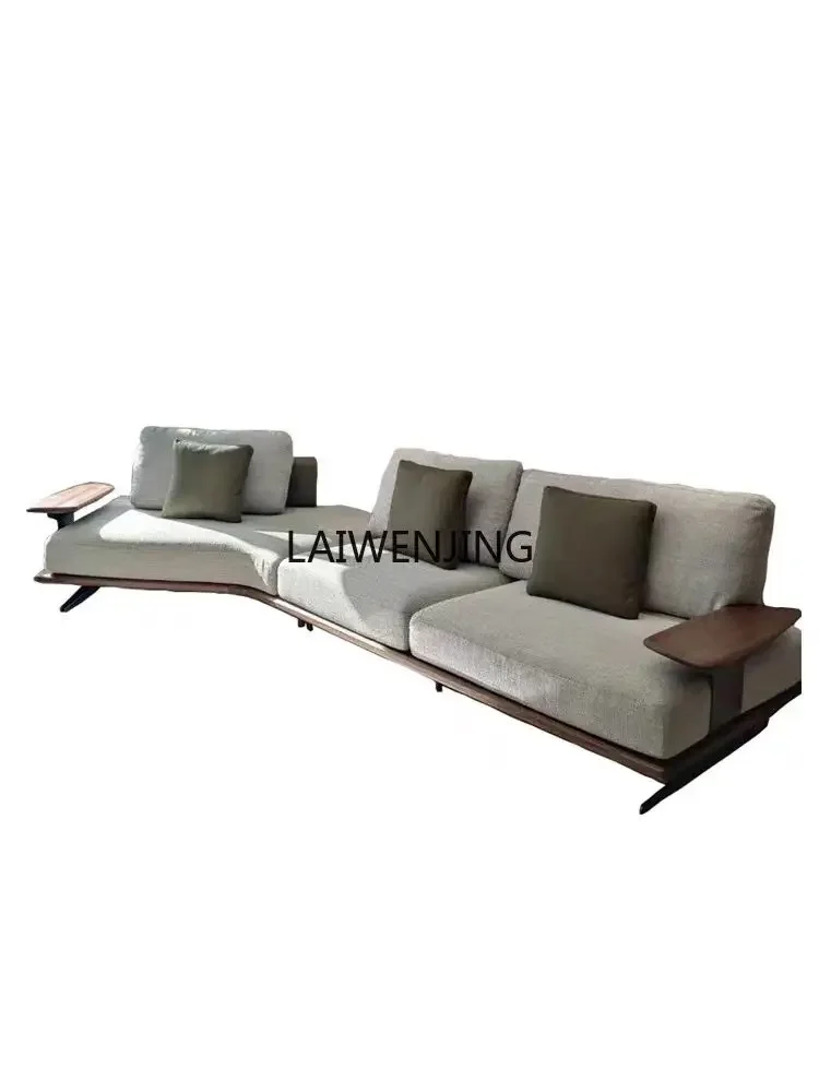 SGF light luxury villa model room living room black walnut solid sofa harbor sofa