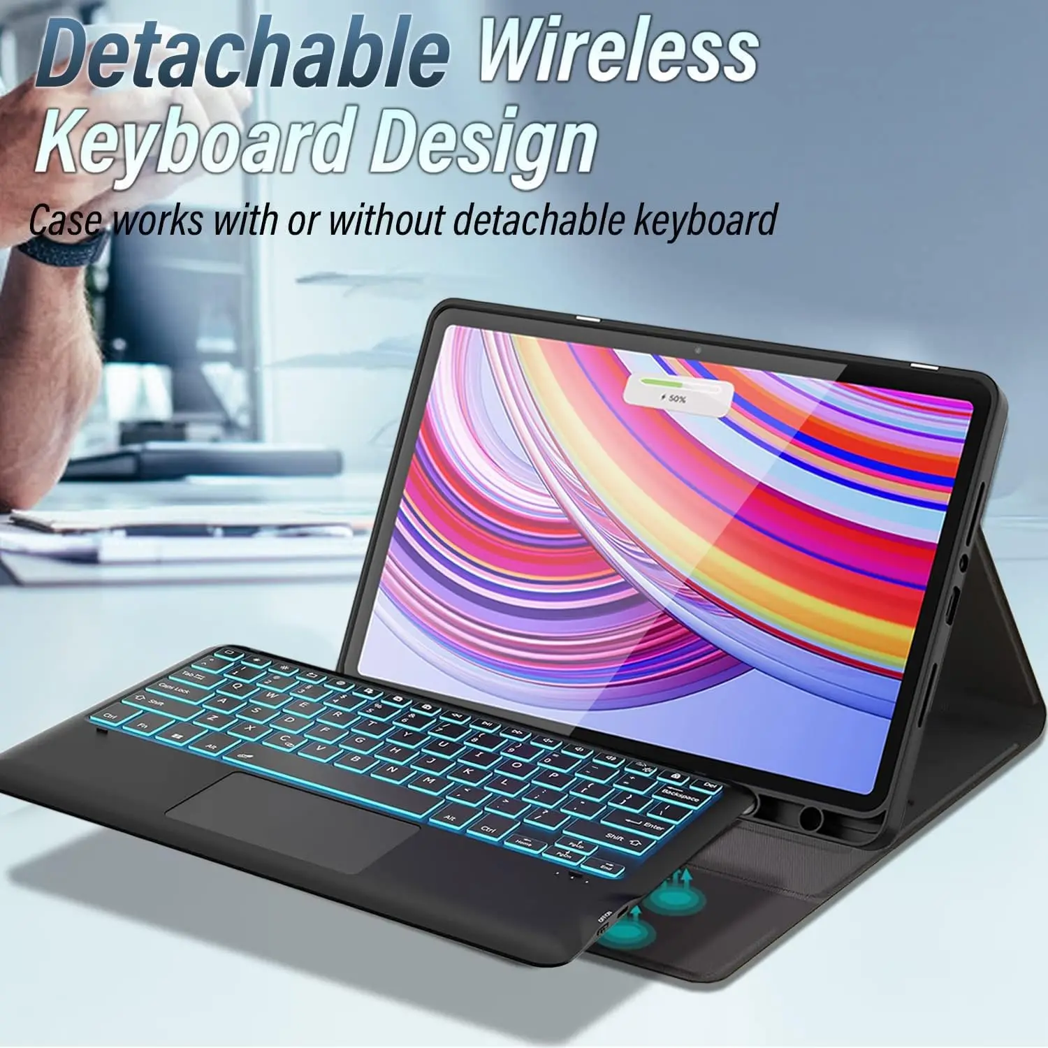 حافظة لهاتف Xiaomi Redmi Pad Pro مقاس 12.1 بوصة، غطاء لوحة مفاتيح لجهاز Xiaomi POCO Pad مقاس 12.1 بوصة مع حامل قلم رصاص #3