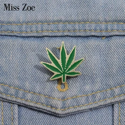 Marijuana Leaves Enamel Pins Custom Green Brooches Lapel Badges Plant Jewelry Gift for Friends