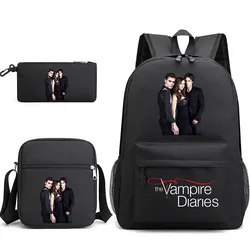 3pcs The Vampire Diaries Bookbag Kids Backpack Student Boys Girls School bags Shoulder Bag Set Daily Backpacks Mochilas