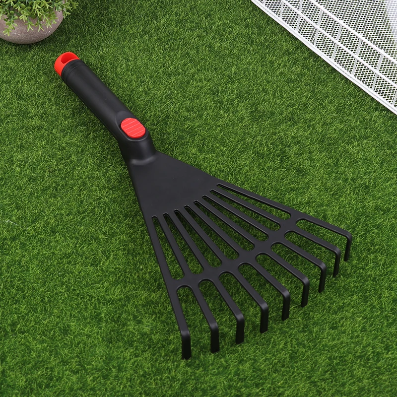 1Pc Garden Grass Leaf Rake Plastic Rake Gardening Rake Lawn Hand Tool With Handle Tool For Garden Maintenance Plant Care