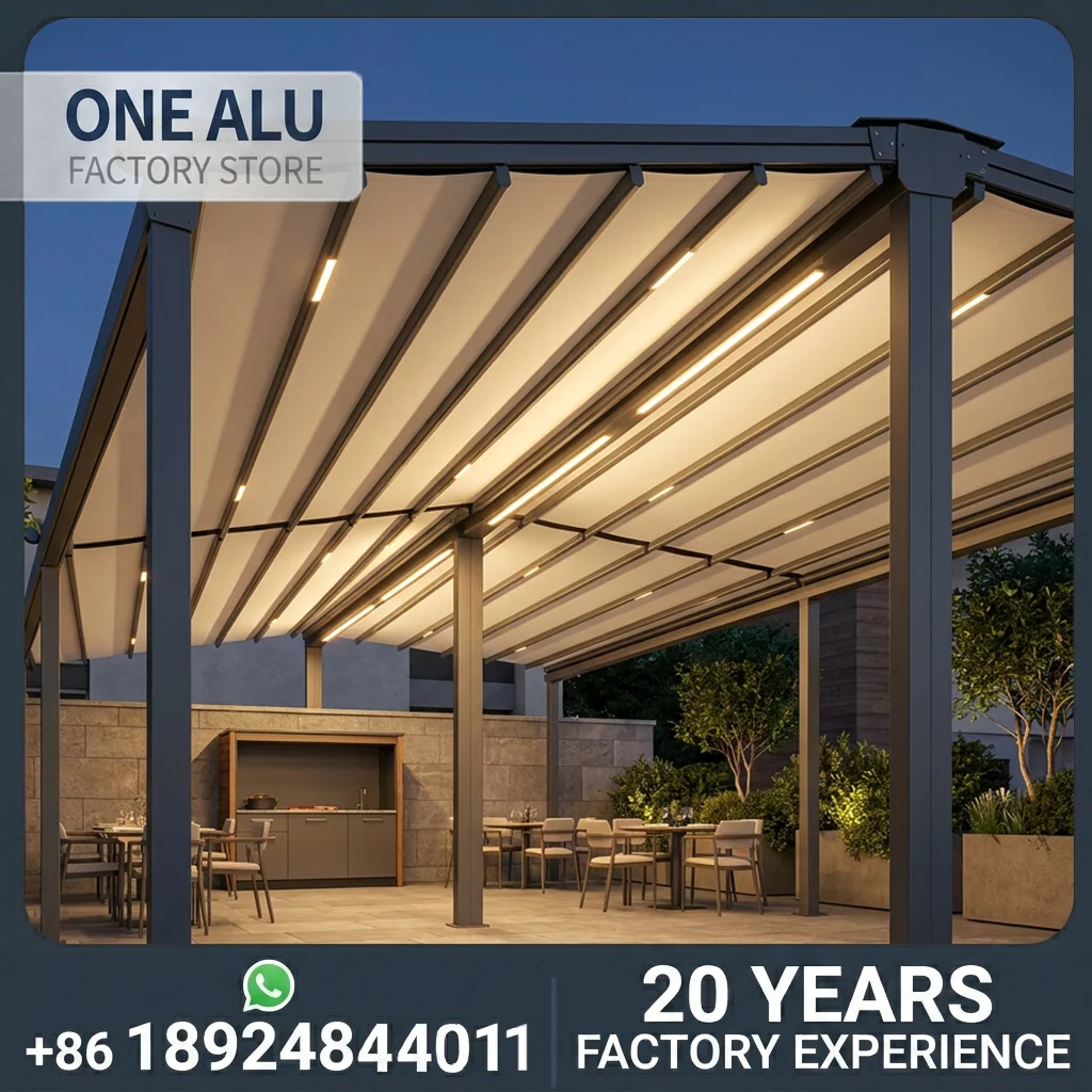 

OneAlu Heavy Duty Large Commercial Terrace Shade Canopy for Hotel Restaurant Outdoor Dining Pergola