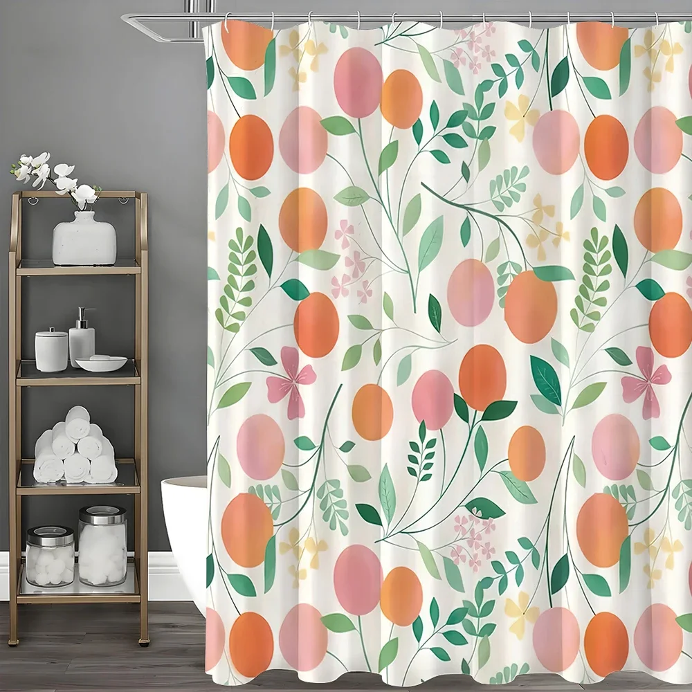 Vanilla Peach Shower Curtain, Bathroom Decorative Shower Curtain, Waterproof Shower Curtain With Hooks