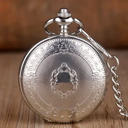 Luxury Silver Shield Crown Pattern Pocket Watch Mechanical Pendant Chain Jewelry Gift Steampunk Clock for Men Women