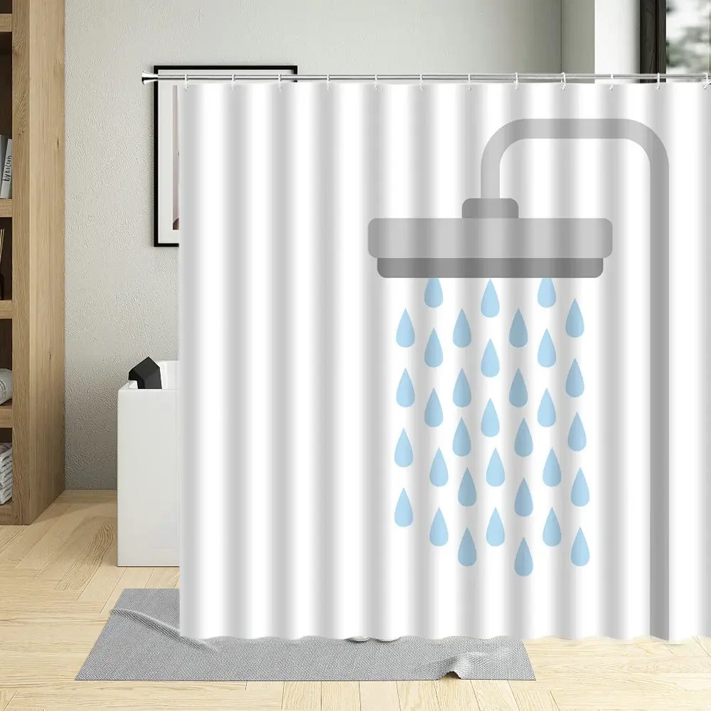 Raindrops Creative Pattern Series Shower Curtain Cartoons Bath Curtains Waterproof Polyester Fabric Bathtub Decor With 12 Hooks