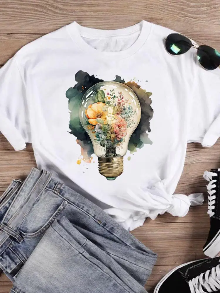 Korte Mouw T-Shirts Vrouwen Cartoon Shirt Kleding Mode Bloem Mooie Lieve Vrouwelijke Print T Top Grafisch T-Shirt