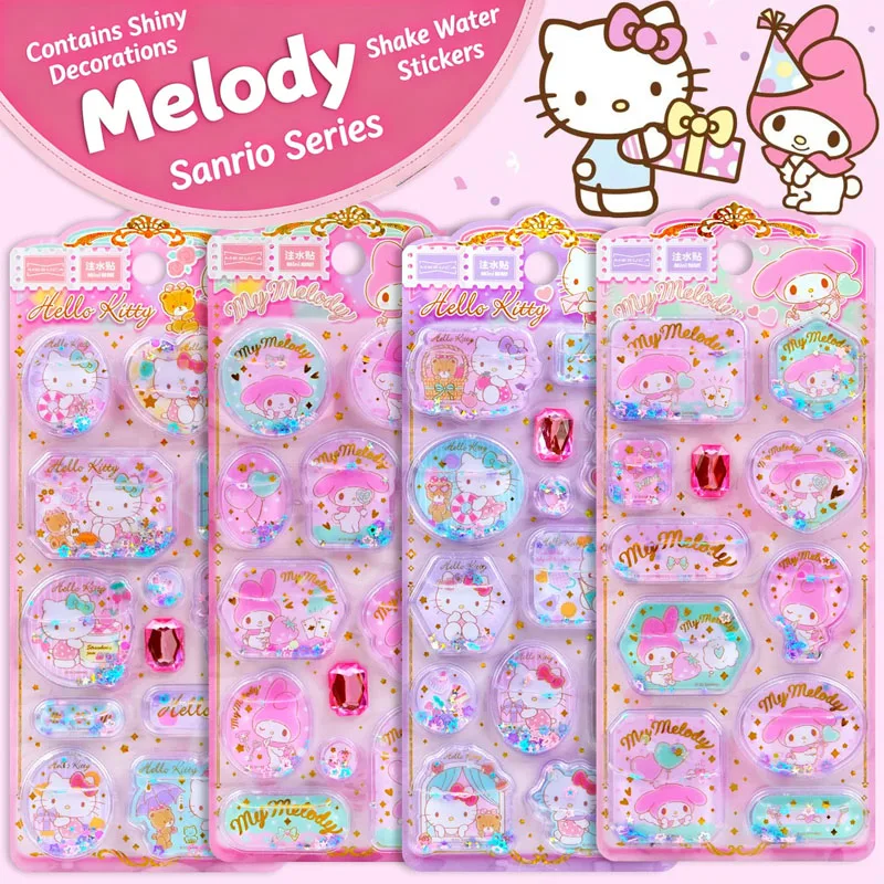 

Kawaii Hellokitty Melody 3d Water Injection Shake Sticker Diy Mobile Phone Case Crystal Quicksand Waterproof Wallet Sticker*-.