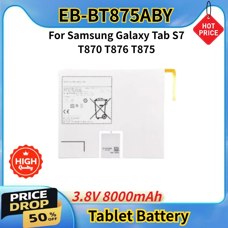 

Brand New 3.8V 8000mAh High Quality EB-BT875ABY Tablet Battery For Samsung Galaxy Tab S7 T870 T876 T875 Replacement Battery