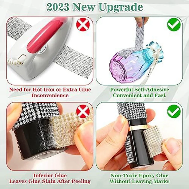 rhinestone ribbon self adhesive 4 Rolls Self Adhesive Rhinestone Strips, Rhinestone Ribbon Rhinestone Diamond