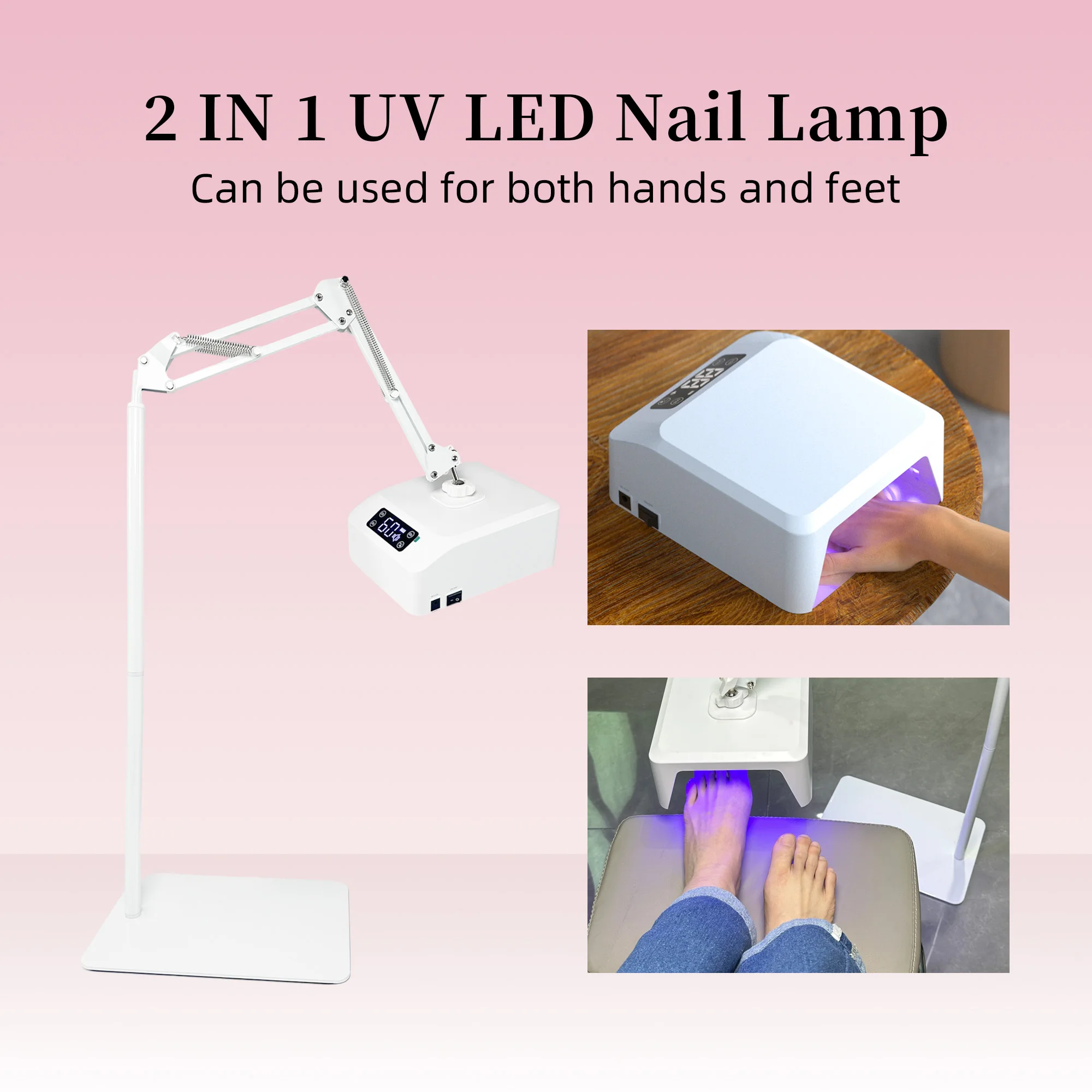 Adjustable UV LED foot floor light, nail polish quick dryer, nail desk lamp, salon rechargeable battery foot care nail lamp