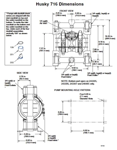 عالية الجودة HUSKY 716 3/4 بوصة سلسلة معدنية مضخة الحجاب الحاجز الهوائية مضخة نقل الهواء الكيميائية لمعالجة مياه الصرف الصحي #6