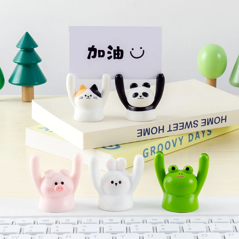 Cute Cartoon Animal Design Message Holder Clip Photo Stand Card Inspiring Desk Car Decoration Accessories Crafts Small Ornament