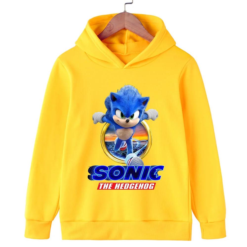 سترة بقلنسوة للأطفال مطبوعة بصور ديناميكية سونيك، دع الأطفال ارتداء أزياء مرحة مستوحاة من الألعاب