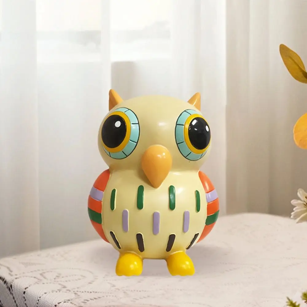 Owl Ornaments Cartoon Owl Piggy Bank Resin Cute Children's Money Box Painted Handicrafts Animal Saving Box Living Room