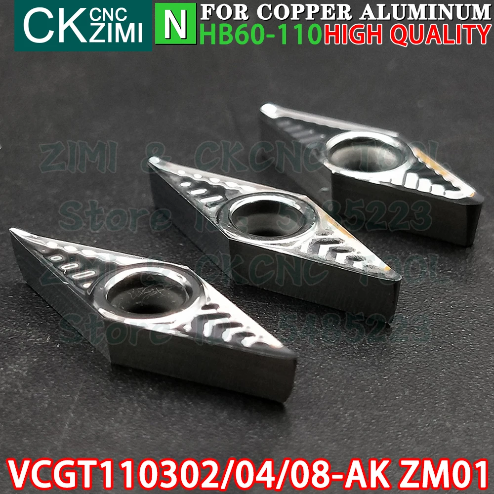VCGT110302-AK ZM01 VCGT110304-AK ZM01 VCGT110308-AK ZM01 VCGT 1103 VCGT1103 كربيد الألومنيوم إدراج تحول إدراج أدوات التصنيع باستخدام الحاسب الآلي الميكانيكية مخرطة معدنية أدوات القطع