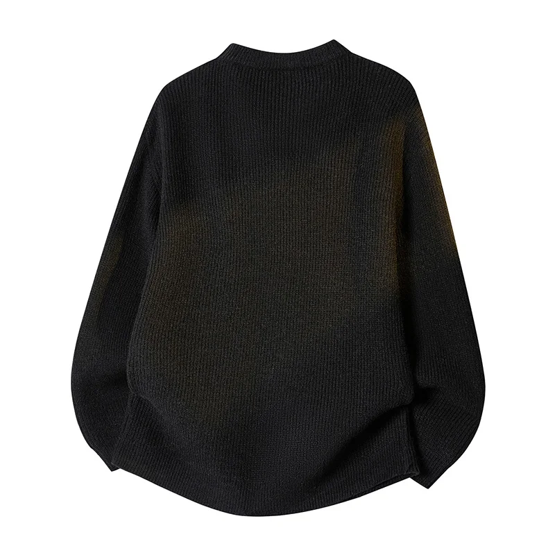 

Мужской зимний вязаный свитер свободного кроя с круглым вырезом, утепленный, повседневный, из мягкого полиэфирного волокна, теплый базовый слой