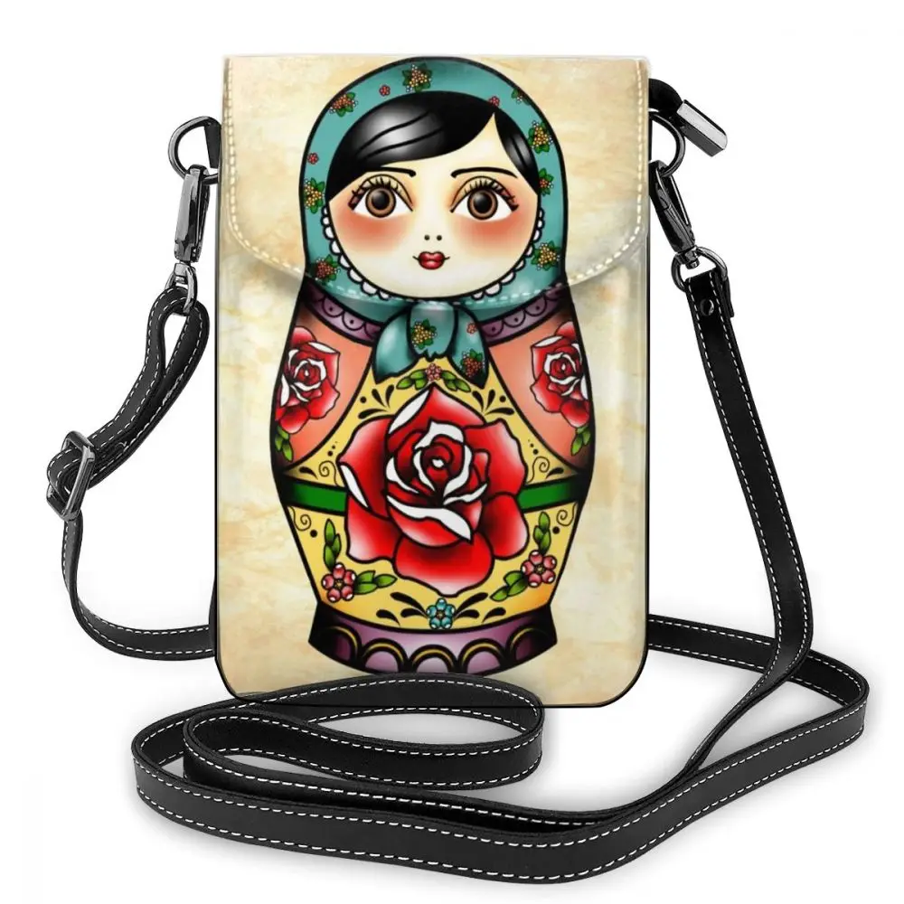 Matryoshka Shoulder Bag Matryoshka Leather Bag Print Crossbody Women Bags Trendy Multi Function Womens Purse