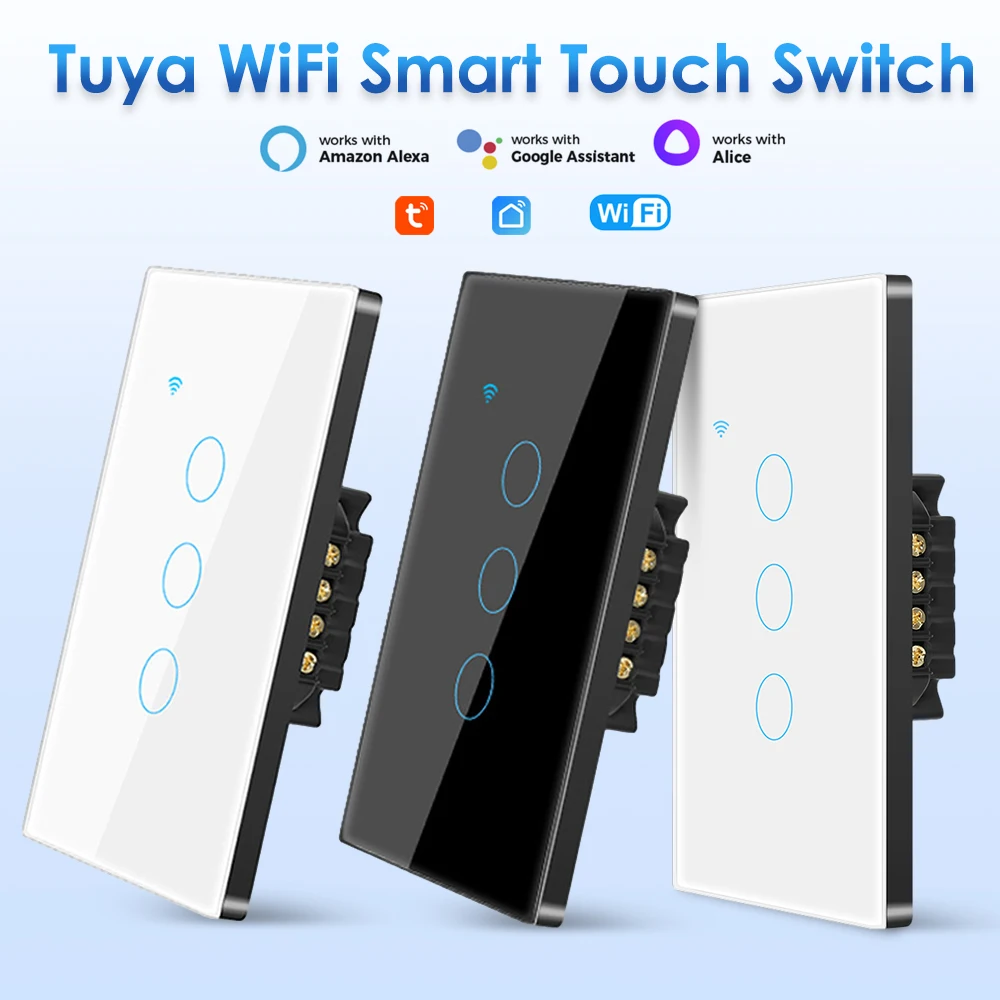 CORUI EU US Tuya WiFi Smart Touch Switch 1/2/3/4 Gang Smart Life App Support Alexa Google Home Alice Assistant Voice Control