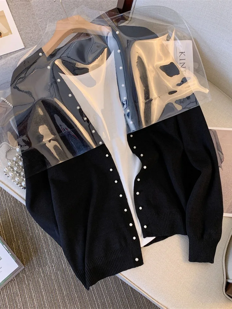 

plus Size Women's Knitwear Top Slimming Concealing Korean Sle Loose Fit Long Sve round Ne Single Piece Cardigan