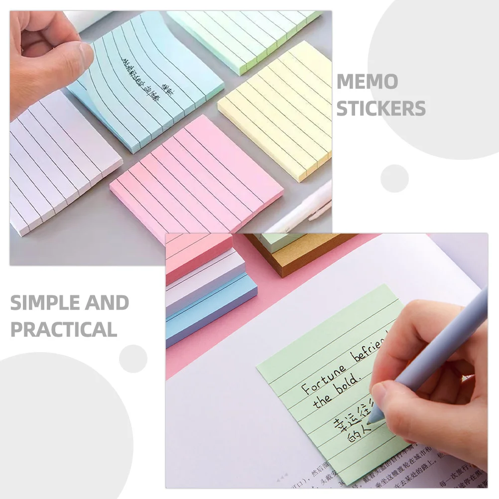 

6pcs Colored Memo Pads Self Adhesive Memo Stickers Smooth Writing Portable Note Pads For Students School Office