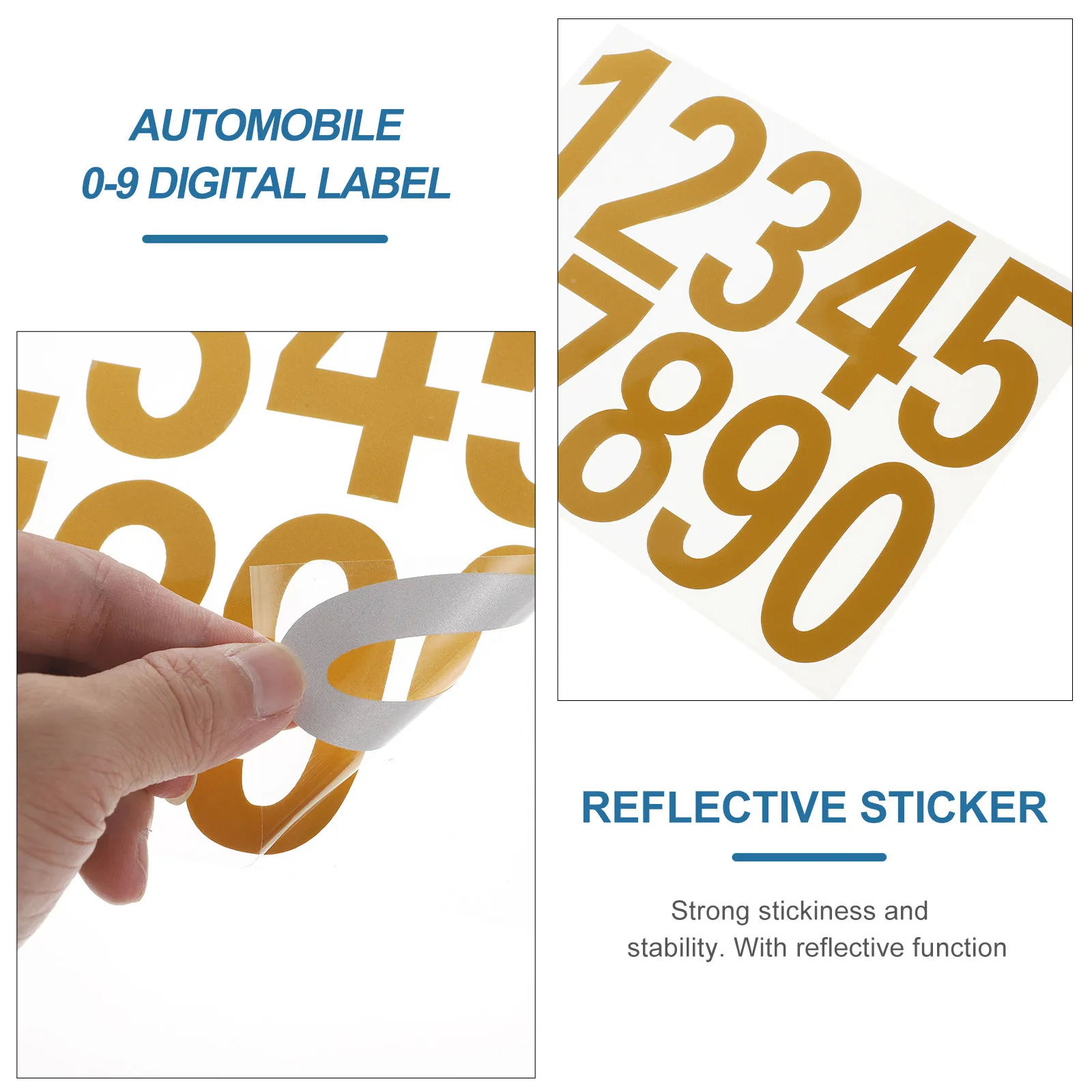 Reflective Numbers Sticker 0-9 Digit Set Eco Friendly Pet Material Night Visible Easy Apply for Door Mailbox Window Car