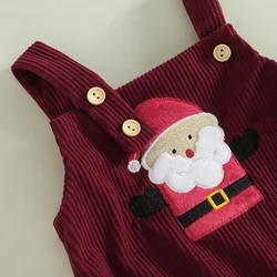 My First Christmas Baby Boy Girl Outfit Sleeveless Santa Claus Corduroy Romper Cute Bodysuit Jumpsuits Xmas Costume