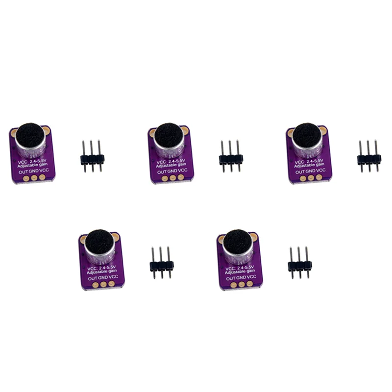 Sensor amplificador de microfone de eletreto AS62 5X GY-MAX4466 com ganho ajustável