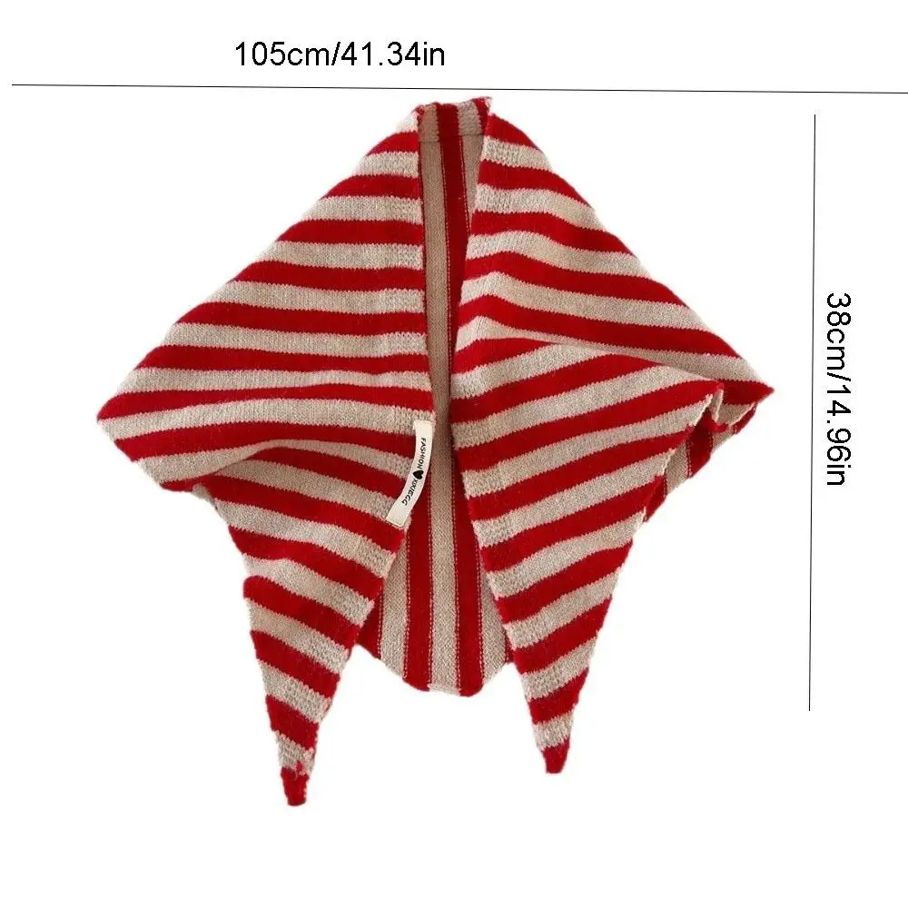 Modischer Einfarbiger Gestrickter Dreiecksschal Gestreifter Dreieckiger Falscher Kragen Winddichter Halswärmer Kreuz-Halstuch für Mädchen – Detail 1
