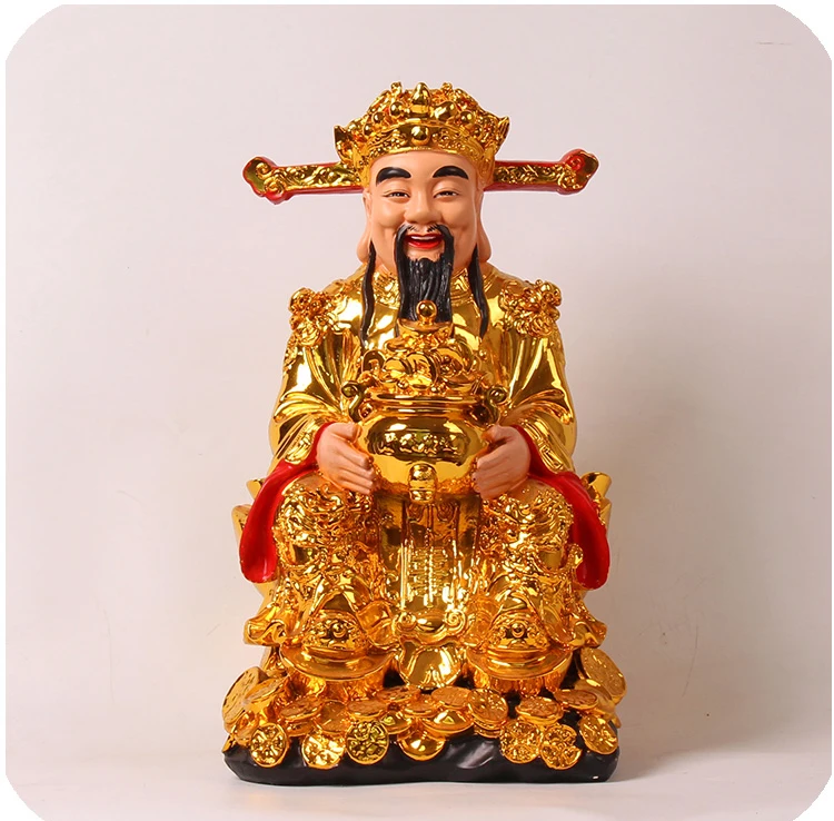 30cm large 2020 Asia HOME shop company Hall Bring wealth Recruit money GOOD LUCK gold God of fortune Auspicious FENG SHUI statue