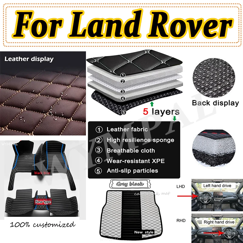 

Роскошные автомобильные коврики для Land Rover Range Rover Sport с пятью сиденьями 2010 2011 2012 2013, внутренние автомобильные подушечки для ног