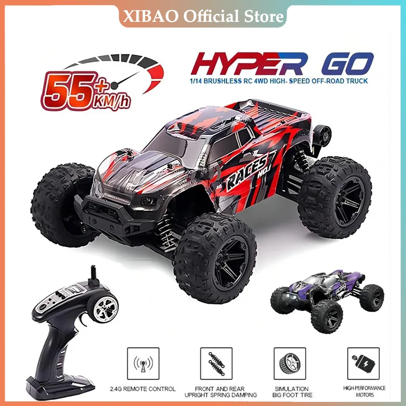 

HXRC 8609 8610 1:14 55KM/H 4WD RC Car With LED Remote Control Cars High Speed Drift Monster Truck for Kids vs Wltoys 144001 Toys