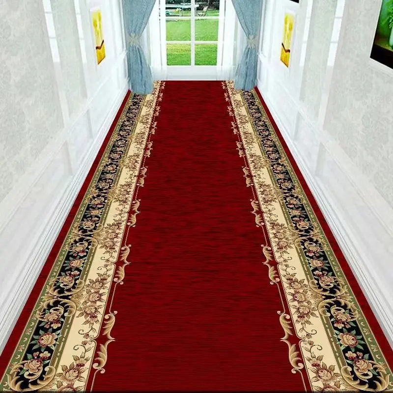 European Style Corridor Carpets Long Runner Porch Hallway Home Decoration Living Room Kitchen Washable Mat Hotel Rugs Luxury