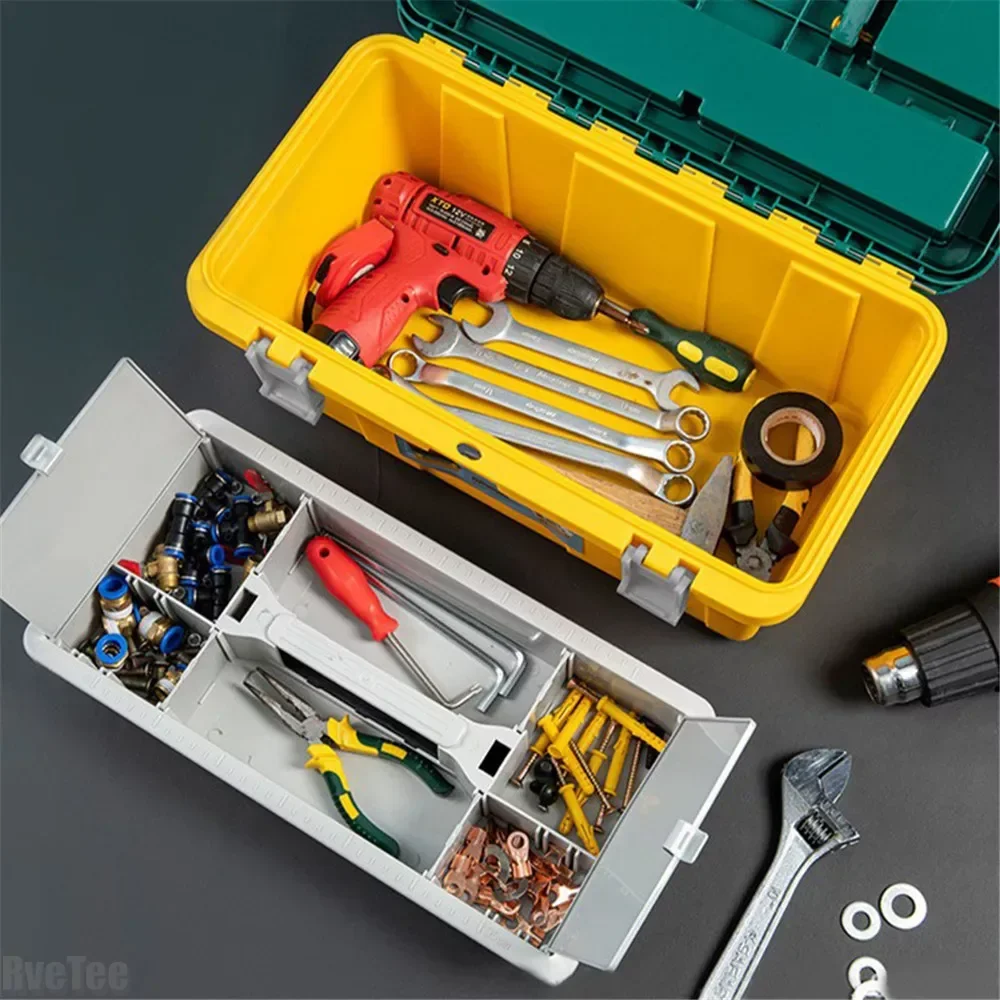 2024 New Double-layer Tool Box with Lid Dividers Garage Storage Screw Organizer Box Thickened Household Hardware Tools Case