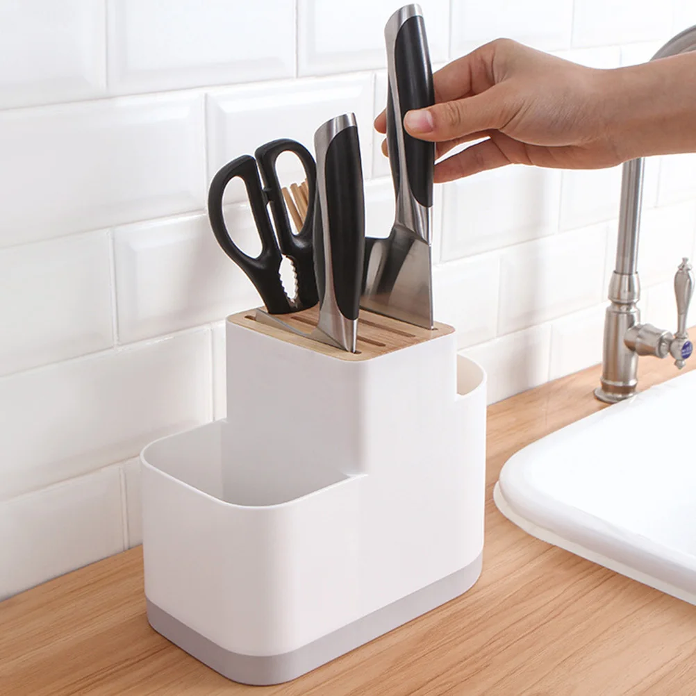 

Practical Kitchen Drain Rack Well Ventilated Storage Organizer for Chopsticks Knives Spoons Cutlery Flatware Block with Drain