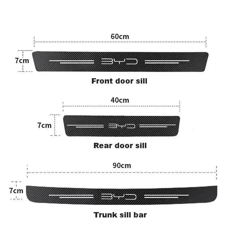3D Carbonfaser Autoaufkleber Türeinstiegsleisten-Seitenschutz DIY Klebestreifen für BYD F3 E6 Yuan Plus Atto F0 G3 I3 Ea1 Song Max – Detail 6