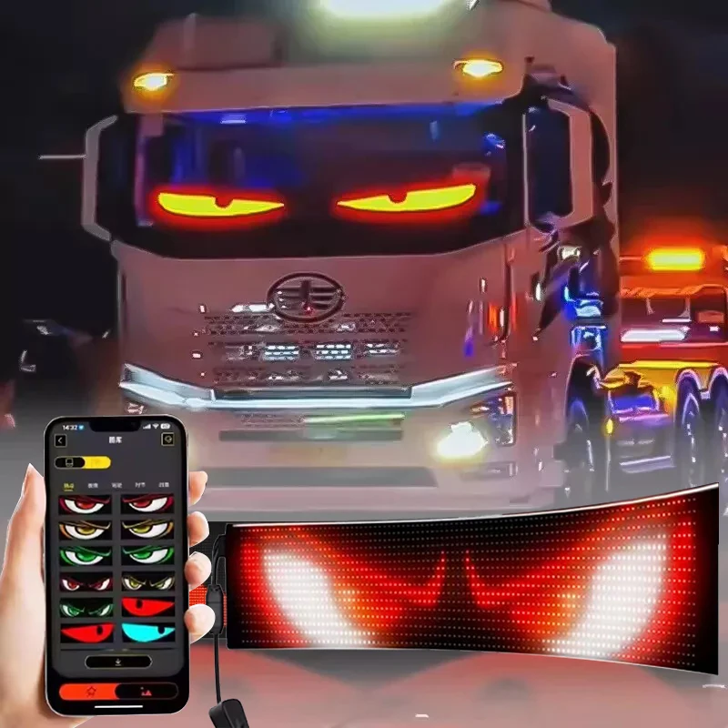 

Smart Programmable Devil Eyes Flexible Panel Light For Cars APP Control LED Matrix Display Screen Message Scrolling Light