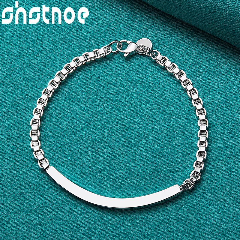 Shstone 925 Sterling Zilveren 4Mm Box Ketting Luxe Geometry Charm Armband Voor Vrouwen Mannen Verjaardagsfeestje Geschenken Dame Mode sieraden