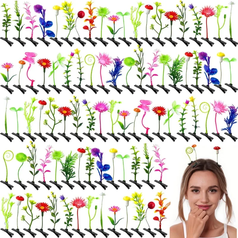10/30PCS Mixed Random Style Grass Lady Decorative Headwear, Fashionable and Funny Floral Plant Hair Clips Hair Accessories