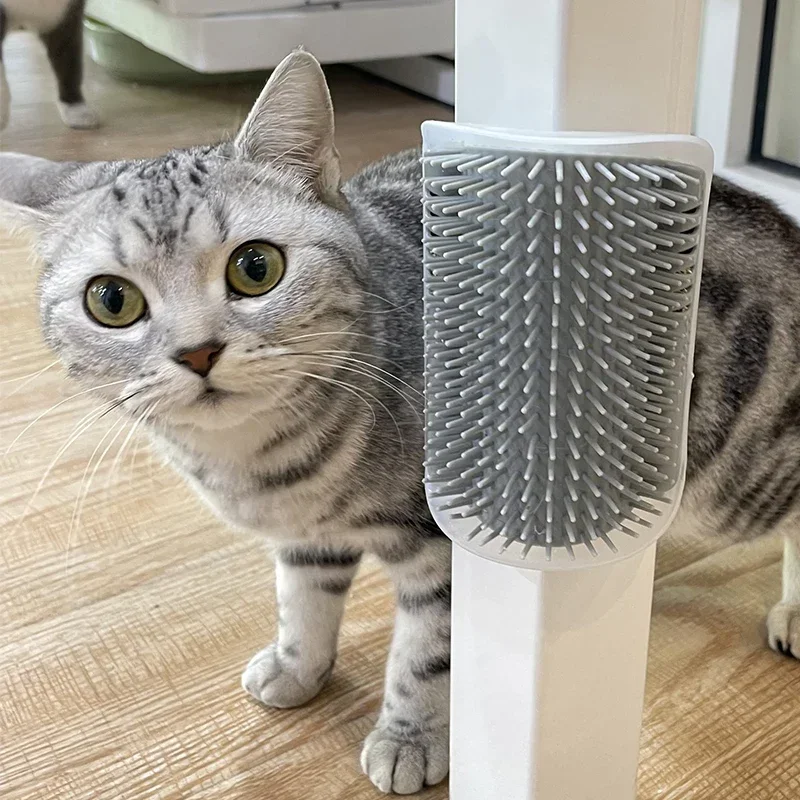 Cepillo de pared esquinero para gatos, peine para rascar, elimina el pelo de las mascotas, aseo para gatos, accesorios, productos, suministros para